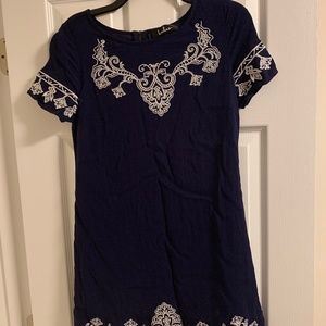 Lulus embroidered dress  navy blue medium